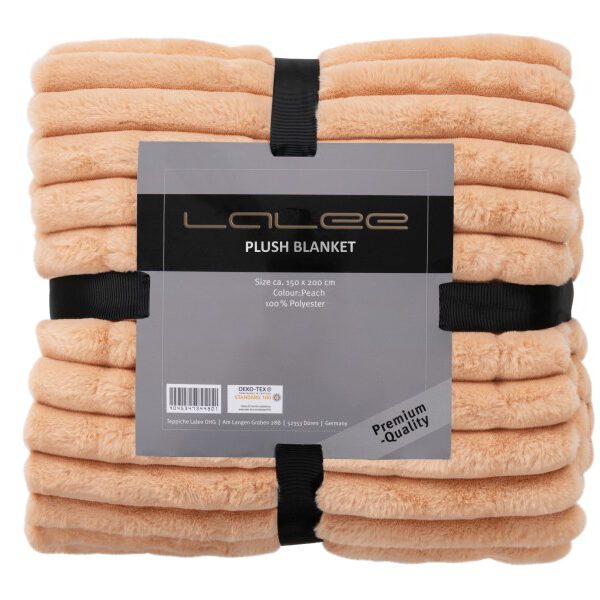 Plush deken – Perzik met zachte ribbelstructuur