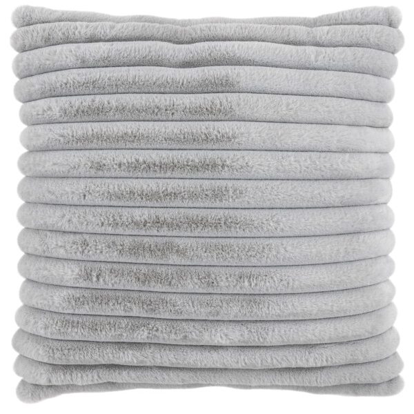 Plush kussen – Zilvergrijs met zachte ribbelstructuur