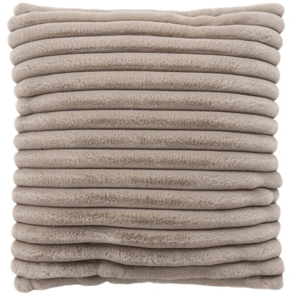 Plush kussen – Taupe met zachte ribbelstructuur