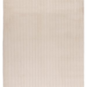 Hoogpolig vloerkleed Plush – beige met fluweelzachte ribstructuur
