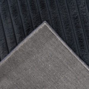Hoogpolig vloerkleed Plush – antraciet met diepe ribtextuur
