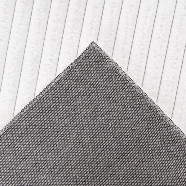 Hoogpolig vloerkleed Plush – ivory met subtiele glans en ribpatroon