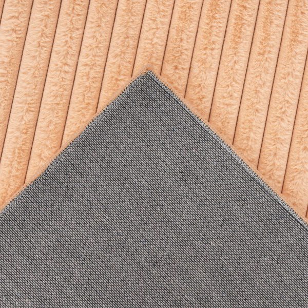 Hoogpolig vloerkleed Plush – peach met warme fluwelen rib