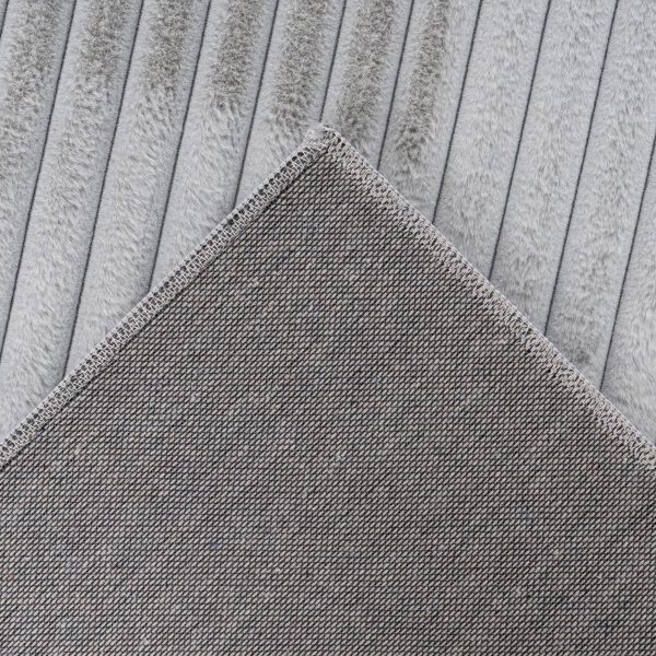 Hoogpolig vloerkleed Plush – zilver met luxueuze ribstructuur
