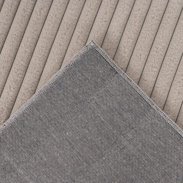 Hoogpolig vloerkleed Plush – taupe met zachte corduroy look