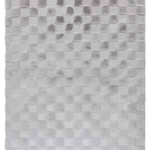 Soul Vloerkleed – Zilver – Geblokt Design – Zacht Hoogpolig