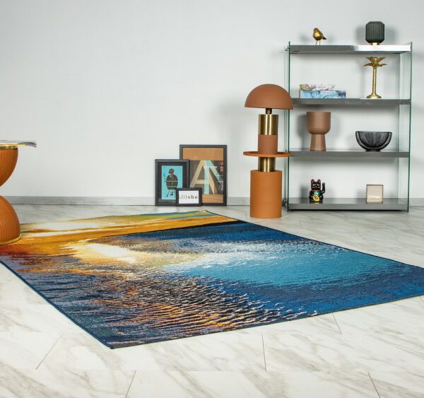 Summer Vloerkleed – Zonsondergang Blauw – Laagpolig – Voor Binnen & Buiten