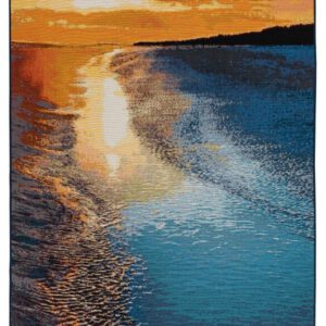 Summer Vloerkleed – Zonsondergang Blauw – Laagpolig – Voor Binnen & Buiten