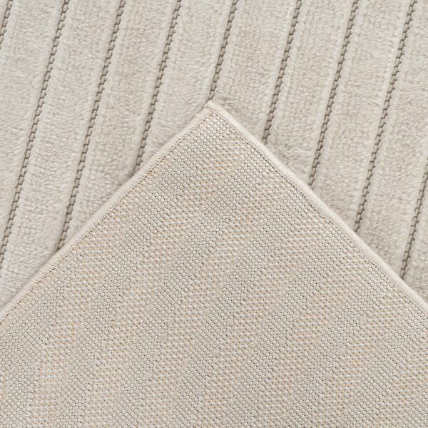 Japandi binnen- en buitenkleed Viva – ivory met ton-sur-ton lijnen