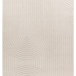 Japandi binnen- en buitenkleed Viva – ivory met ton-sur-ton lijnen