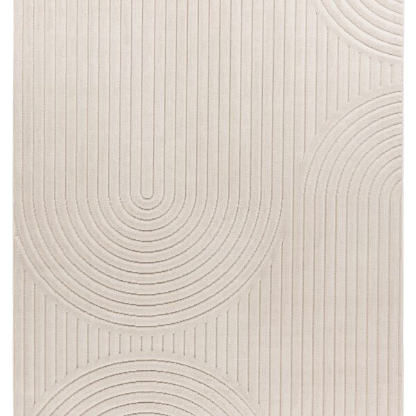 Japandi binnen- en buitenkleed Viva – ivory met ton-sur-ton lijnen