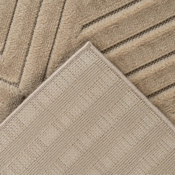 Japandi binnen- en buitenkleed Viva – beige met diamantvormig motief