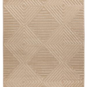 Japandi binnen- en buitenkleed Viva – beige met diamantvormig motief