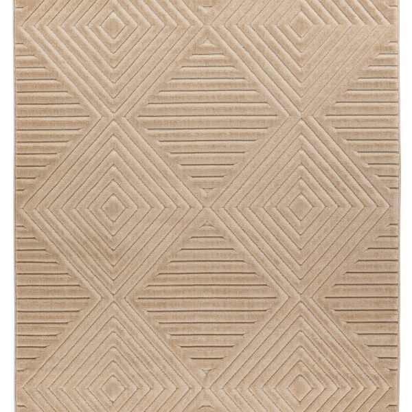 Japandi binnen- en buitenkleed Viva – beige met diamantvormig motief
