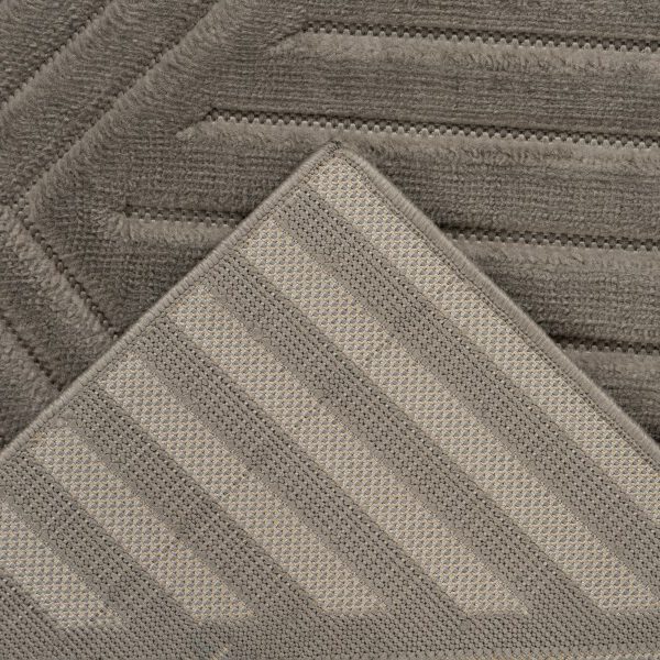 Japandi binnen- en buitenkleed Viva – silver met fijn geometrisch lijnenspel