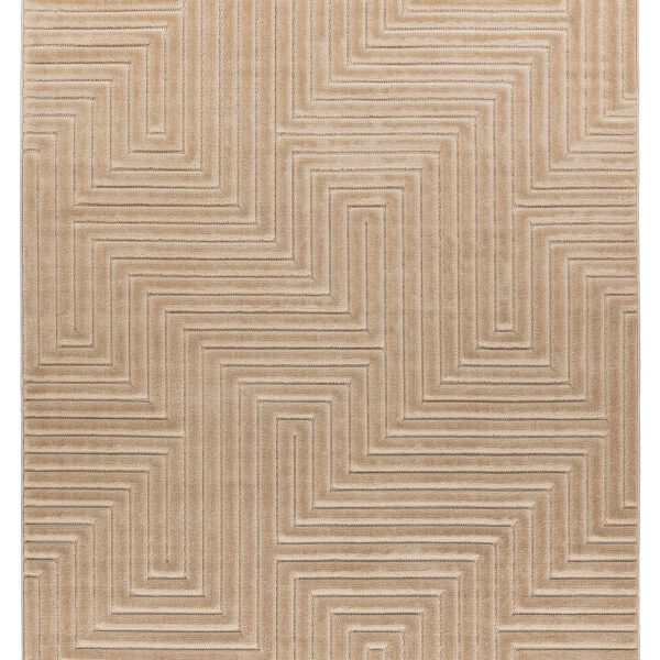 Japandi binnen- en buitenkleed Viva – beige met ingetogen Japandi lijnen