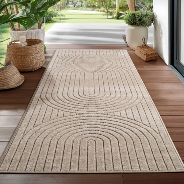 Nova – Vloerkleed Siena Beige – Binnen En Buiten Vloerkleed – Laagpolig – Japandi stijl