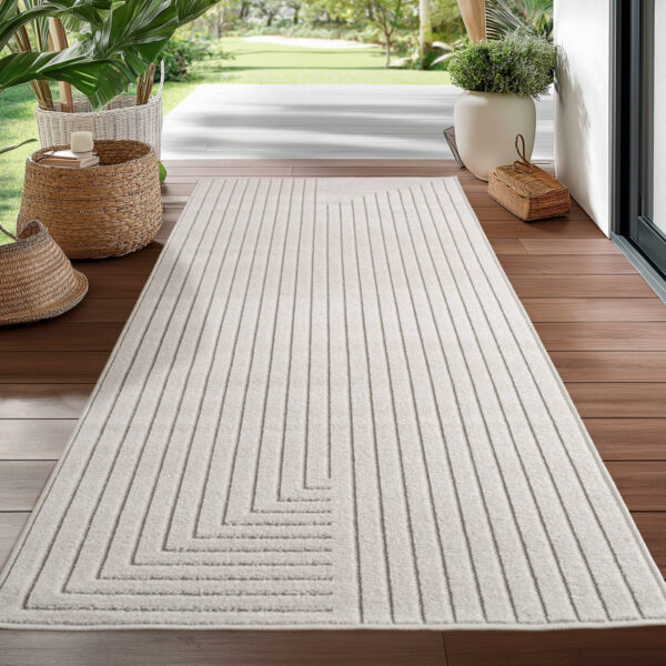 Nova – Vloerkleed Oslo Creme – Binnen En Buiten vloerkleed – Laagpolig – Japandi stijl