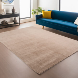 Joy vloerkleed – Beige – Effen laagpolig vloerkleed – zacht en met glans
