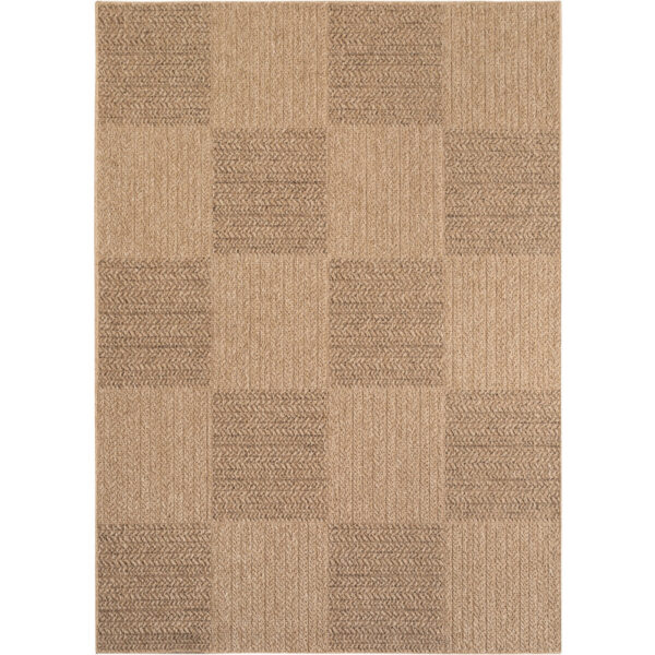 Timber – Geblokt Beige met Sisal-Look – Binnen & Buiten Vloerkleed – Laagpolig