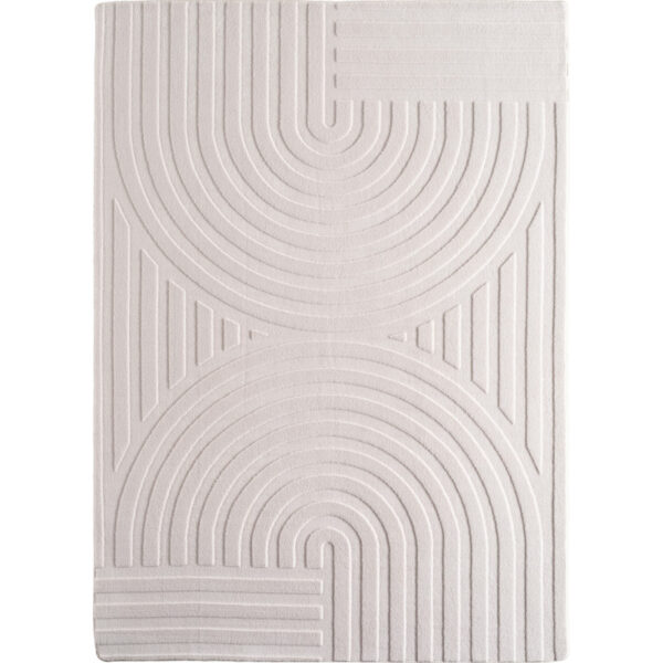 Pompei Doppio Ivory – Dubbel Cirkelmotief – Laagpolig Vloerkleed