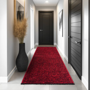 Space – Rood Vintage Look – Laagpolig Vloerkleed