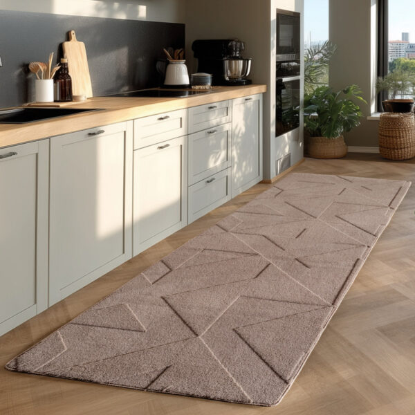 Pompei Quadro Taupe – Geometrisch Blokdesign – Laagpolig Vloerkleed
