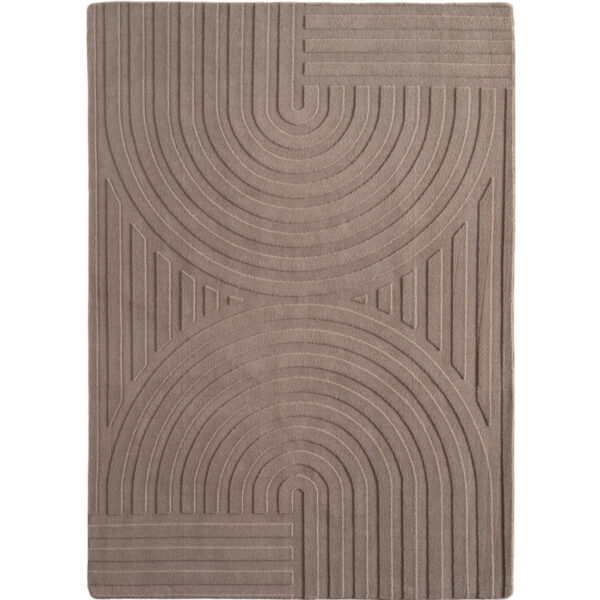 Pompei Doppio Bruin – Dubbel Cirkelmotief – Laagpolig Vloerkleed