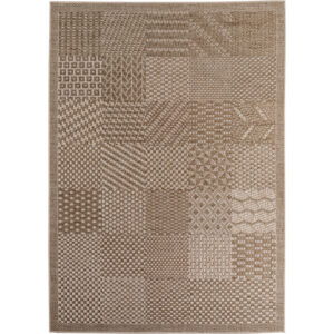 Ibiza – Geblokt Patchwork Bruin/Beige – Binnen & Buiten Vloerkleed – Laagpolig