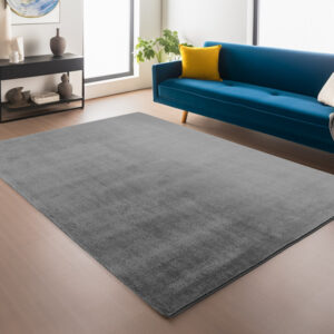 Joy vloerkleed – Grijs – Effen laagpolig vloerkleed – zacht en met glans