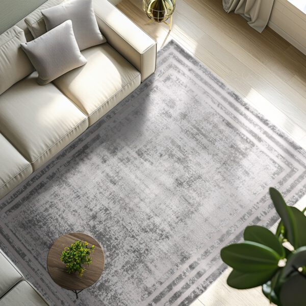 Paris – Silver vintage kader – Laagpolig vloerkleed