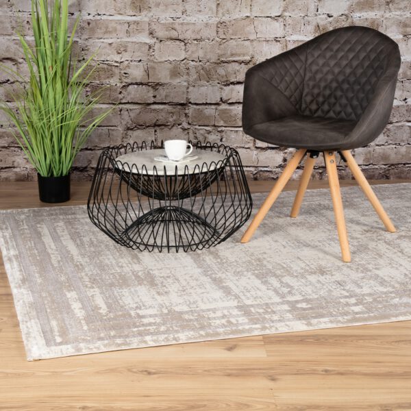 Paris – Taupe vintage kader – Laagpolig vloerkleed