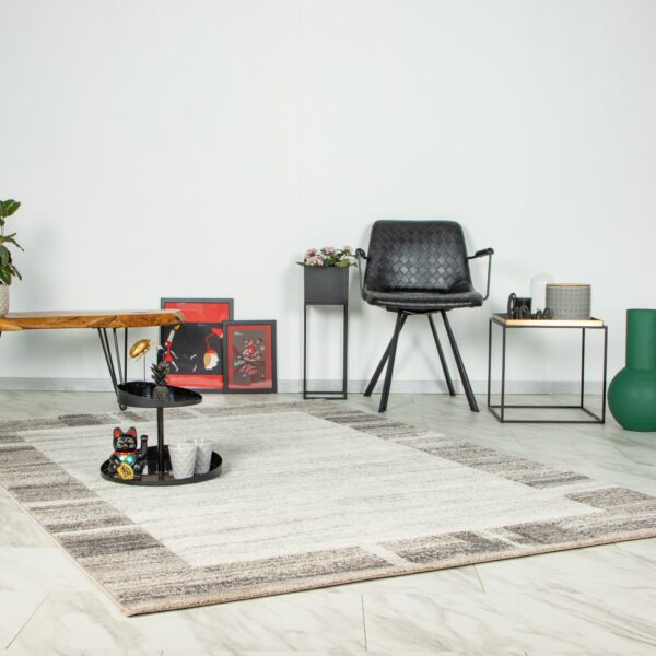 Trendy Carving – Silver beige kader structuur – Laagpolig vloerkleed